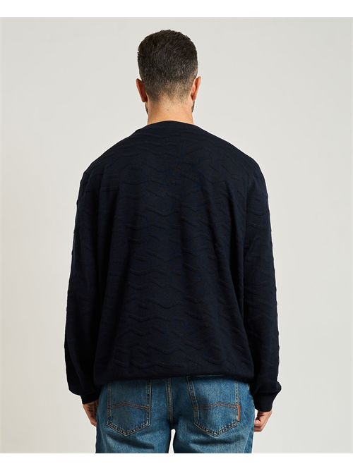 Men's Armani Exchange crew neck sweater with wavy texture ARMANI EXCHANGE | XM001560-AF11982FB066